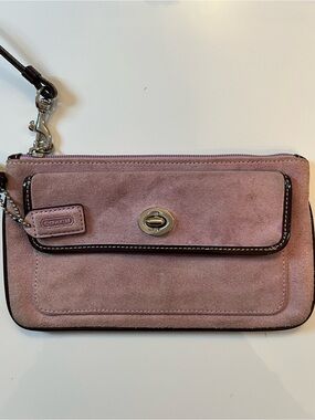 Coach lavender Suede Wristlet wallet pouch